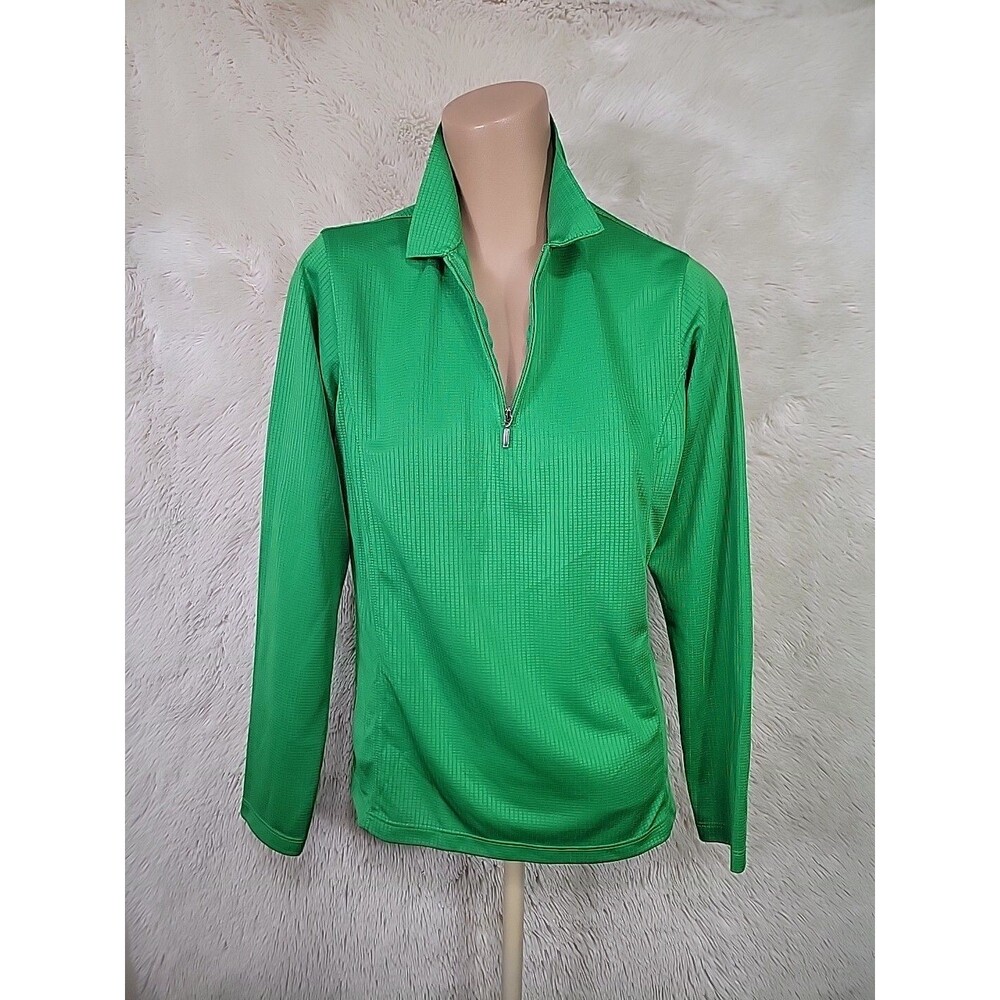Bermuda Sands Pullover Women Size Small Golf 1/4 Zip Long Sleeve Green Stretch J